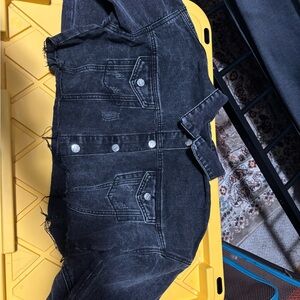 SHEIN Black Jean Jacket with Silver Studs